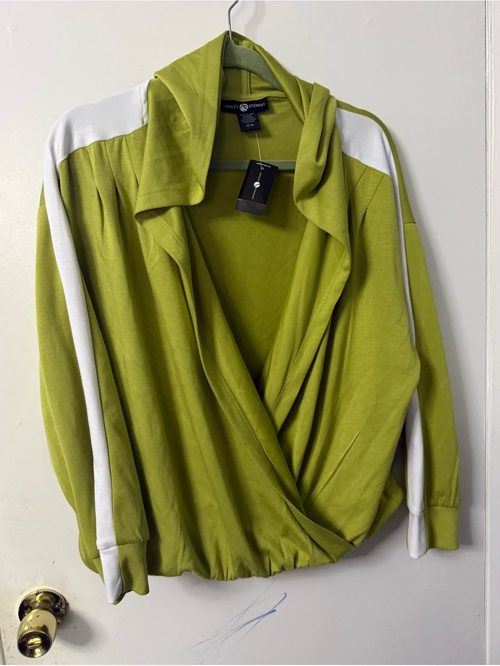 Ashley Stewart Chartreuse Hooded Wrap Top